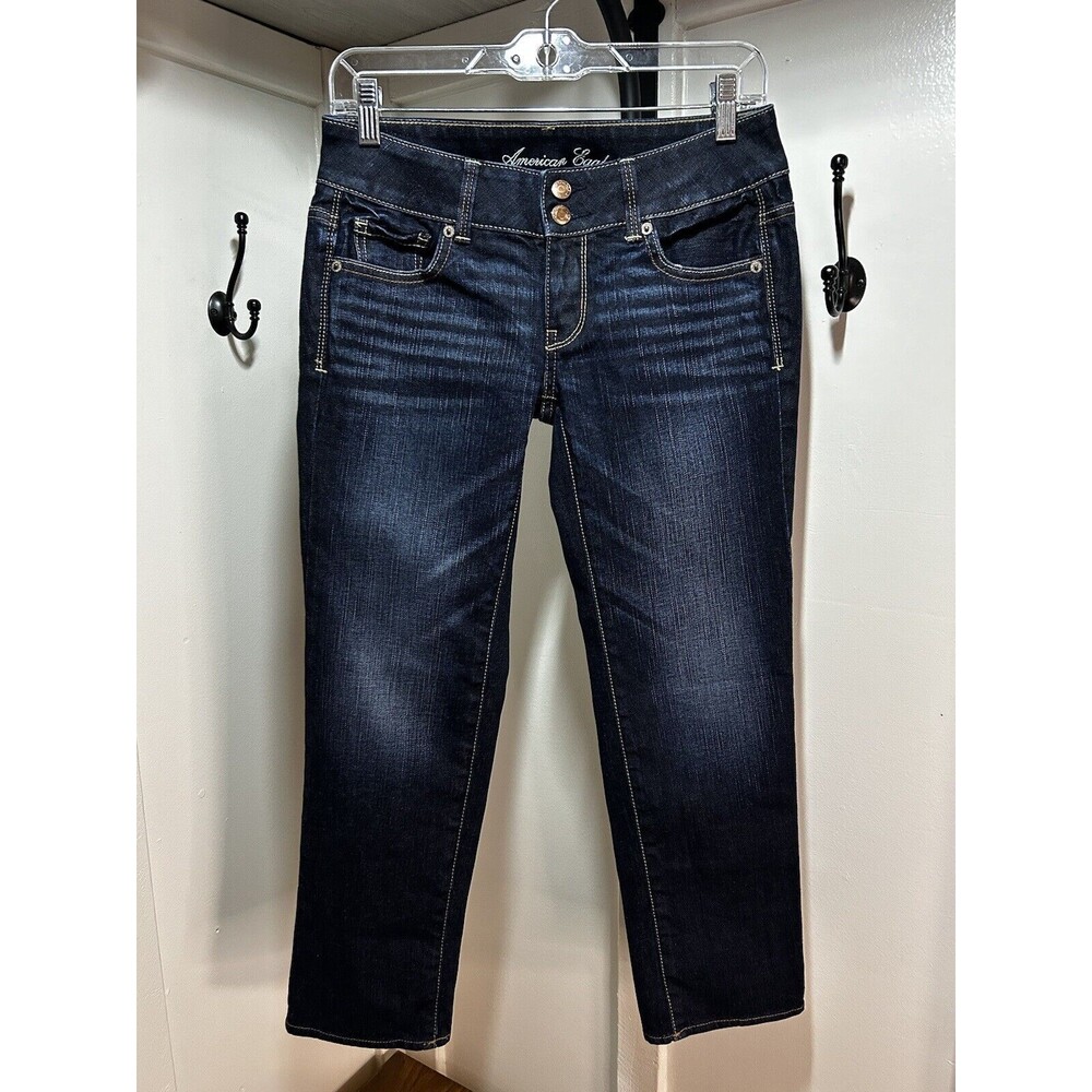 American Eagle Womens Jeans Size 2 Artist Crop Low Rise Dark Wash Blue Denim